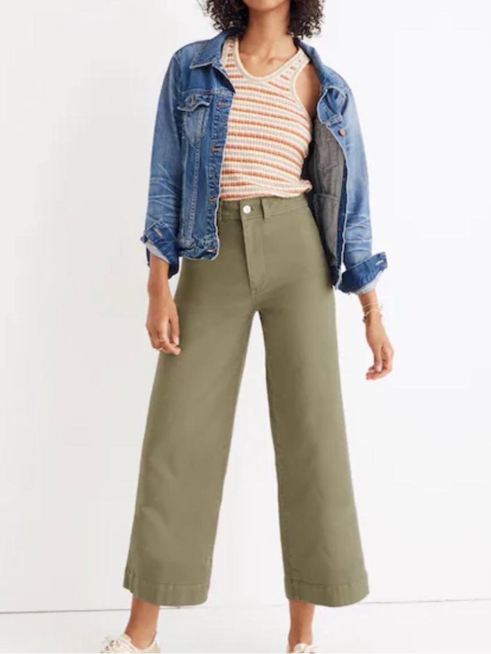 Madewell Wide Leg Emmett Crop Green Khaki Pants Size 26